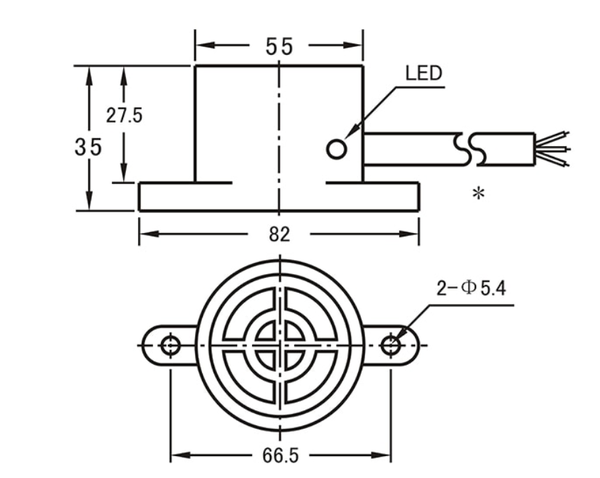 Induktiver Näherungsschalter / Sensor 16 - 36 Volt PNP NO Ø 54 mm Distanz max. 25 mm  Ø 55 mm